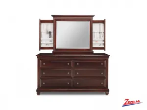 Florent 6 Deep Drawer Long Dresser And Jewelery Mirror