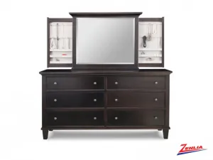 George 6 Deep Drawer Long Dresser And  Jewelery Mirror