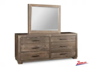 Steel 6 Drawer Long Dresser And Mirror