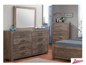 Steel 8 Drawer Long Dresser And Mirror