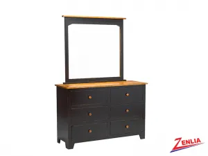 Rust 6 Drawer Dresser and Mirror