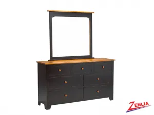 Rust 7 Drawer Dresser and Mirror