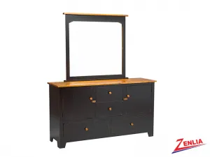 Rust 8 Drawer 2 Door Dresser and Mirror