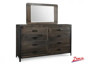 Port 8 Drawer Long High Dresser And Mirror