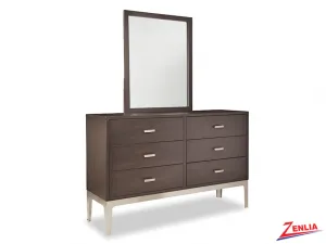Defined 6 Drawers Dresser And Mirror With Metal Base