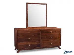 Tribe 6 Drawer Long Dresser With Mirror