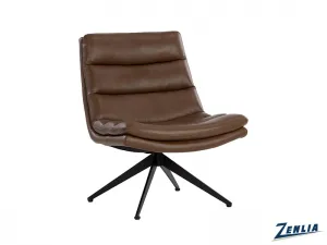 Kell Swivel Lounge Chair Mahogany Leather