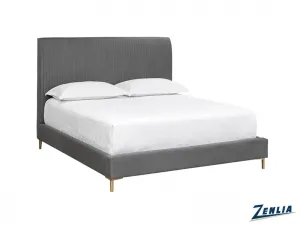Harri Queen Size Upholstered Bed - Storm