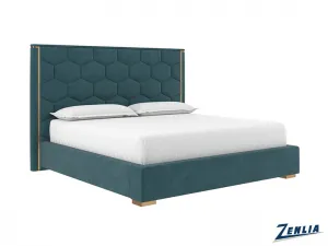 Alis King Size Upholstered Bed - Teal