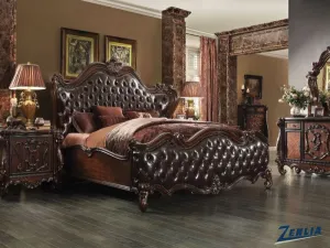 Versa Upholstered Queen Bed - Cherry Oak