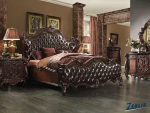 Versa Upholstered King Bed - Cherry Oak