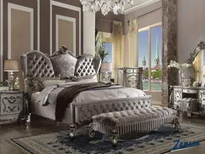 Versa Upholstered Queen Bed - Antique Platinum