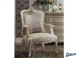 Picar Left Facing Carved Chair - Antique Pearl