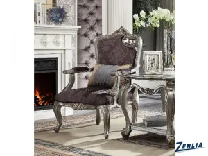 Picar Right Facing Carved Chair- Antique Platinum
