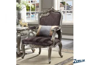 Picar Left Facing Carved Chair- Antique Platinum