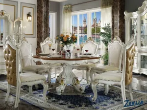 Picar Round Dining Table - Antique Pearl