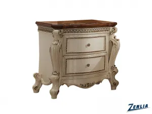 Picar Nightstand - Antique Pearl & Cherry Oak