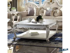 Picar Square Coffee Table With Shelf - Antique Pearl