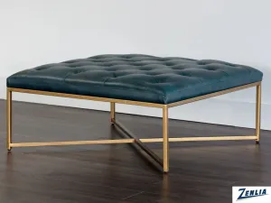 Enda Blue/Brass Metal Ottoman / Coffee Table