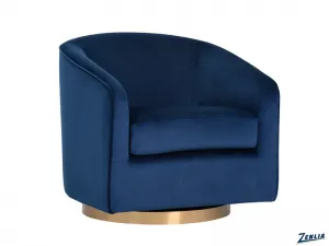 Haze Swivel Armchair -Navy Blue Sky