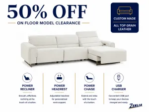 4401-0AR Sofa Chaise with Power Recliner & Headrest